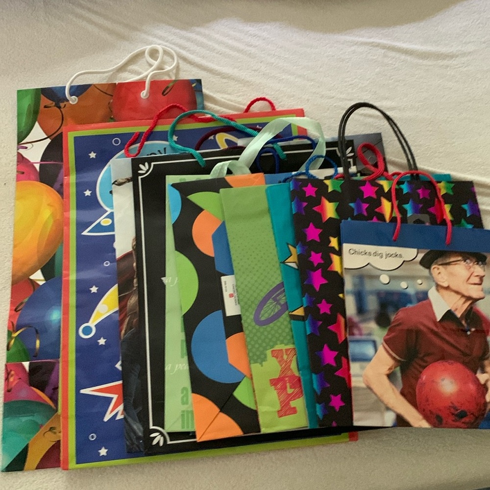 Gift Bags 9 Paper Gift Bags- 8 new- 1 gently used